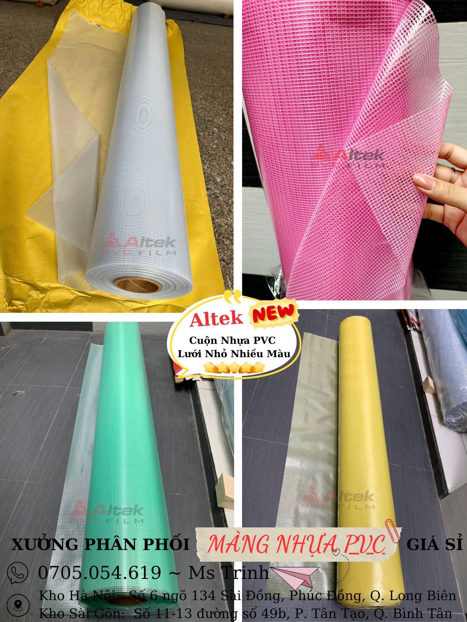 Cơ sở sản xuất màng nhựa pvc lưới nhỏ sợi polyester